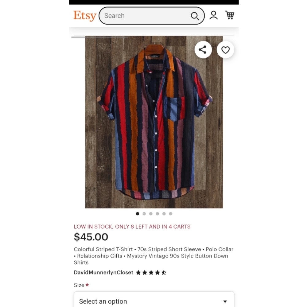Colorful Striped T-Shirt • 70s Striped Short Sleeve • Polo Collar